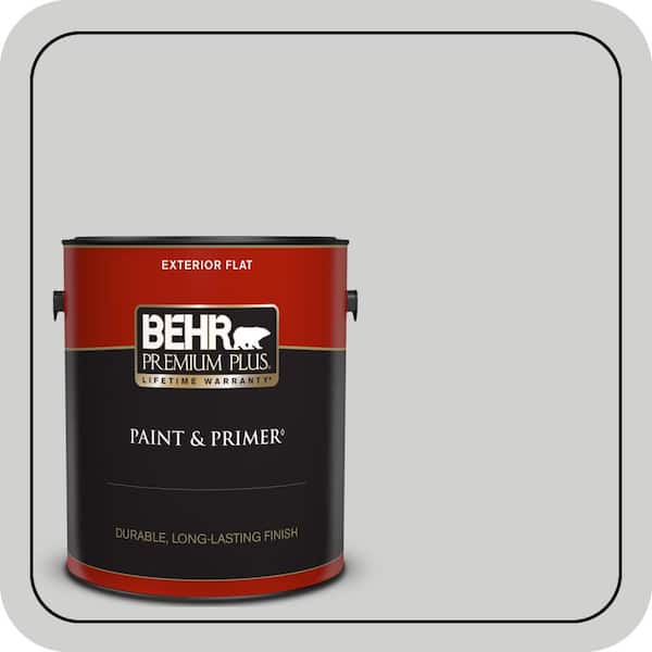 BEHR PREMIUM PLUS 1 gal. #N520-1 White Metal Flat Exterior Paint & Primer