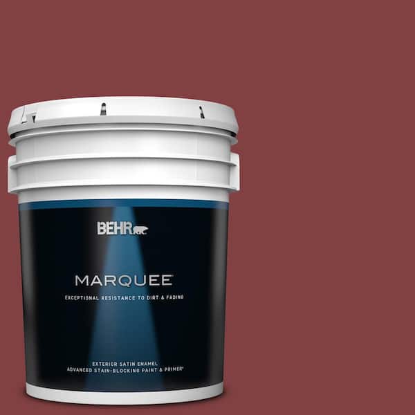 BEHR MARQUEE 5 gal. #S-H-130 Red Red Wine Satin Enamel Exterior Paint & Primer