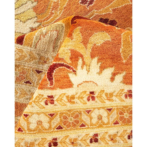 Electric 9 ft. x 12 ft. Brown Oriental Wool Indoor Area Rug