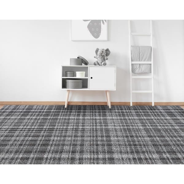 Laurel 5 x 8 Charcoal Plaid Pattern Area Rug for High Traffic Living Room Dining Room Bedroom