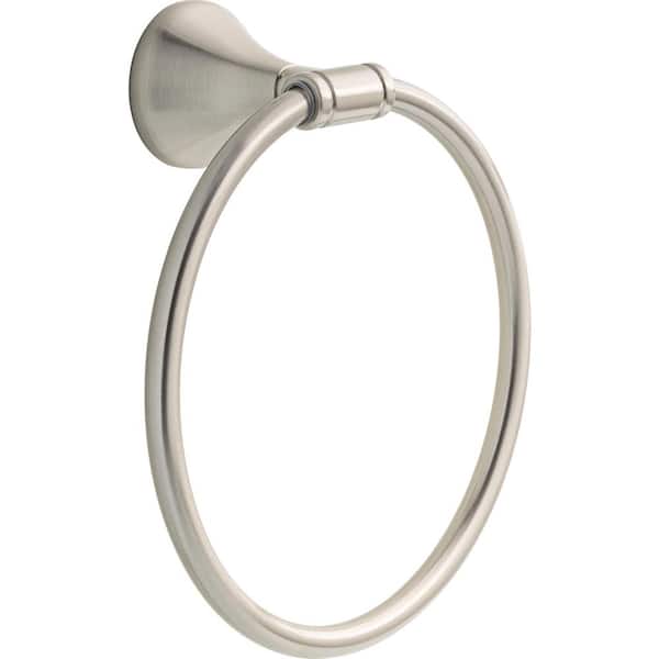 Foundations Design Series Wall Mounted Round Closed Towel Ring Bath Hardware Accessory in SpotShield Brushed Nickel