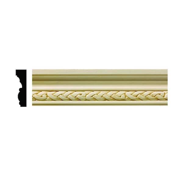 Ornamental Mouldings 1606 1/2 in. x 1-3/4 in. x 6 in. Hardwood White Unfinished Celtic Small Chair Rail Moulding Sample