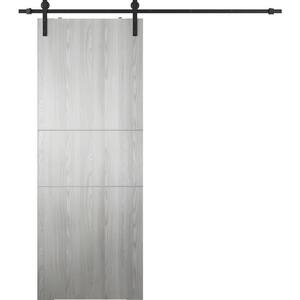 Optima 2H 36 in. x 84 in. Manufactured Wood Ribeira Ash Solid Composite Core Sliding Barn Door with Hardware Kit