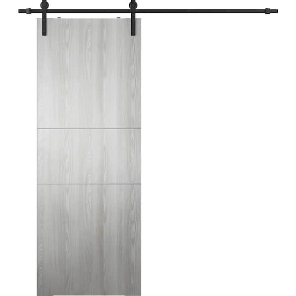 Belldinni Optima 2H 28 in. x 84 in. Manufactured Wood Ribeira Ash Solid Composite Core Sliding Barn Door with Hardware Kit
