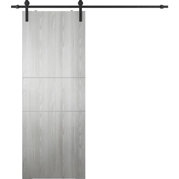 Belldinni Optima 2H 18 in. x 84 in. Manufactured Wood Ribeira Ash Solid Composite Core Sliding Barn Door with Hardware Kit