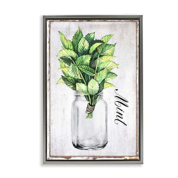 Stupell Industries Rustic Garden Mint by Creatif Belle Gray Floater Frame Nature Graphic Art Print 31 in. x 21 in.