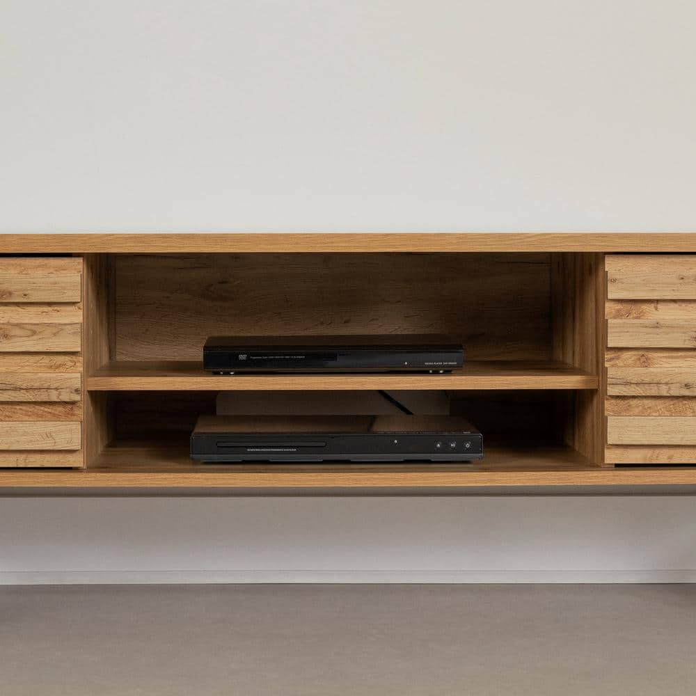 Nordik Oak 75" TV Stand with Storage and Metal Legs