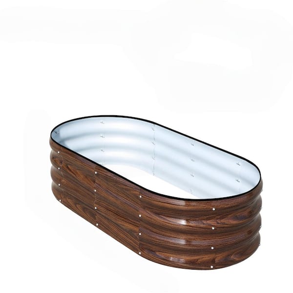46 in. L x 23.6 in. W x 11.8 in. H Galvanized Raised Garden Bed Outdoor for Planting Plants Vegetables, Brown
