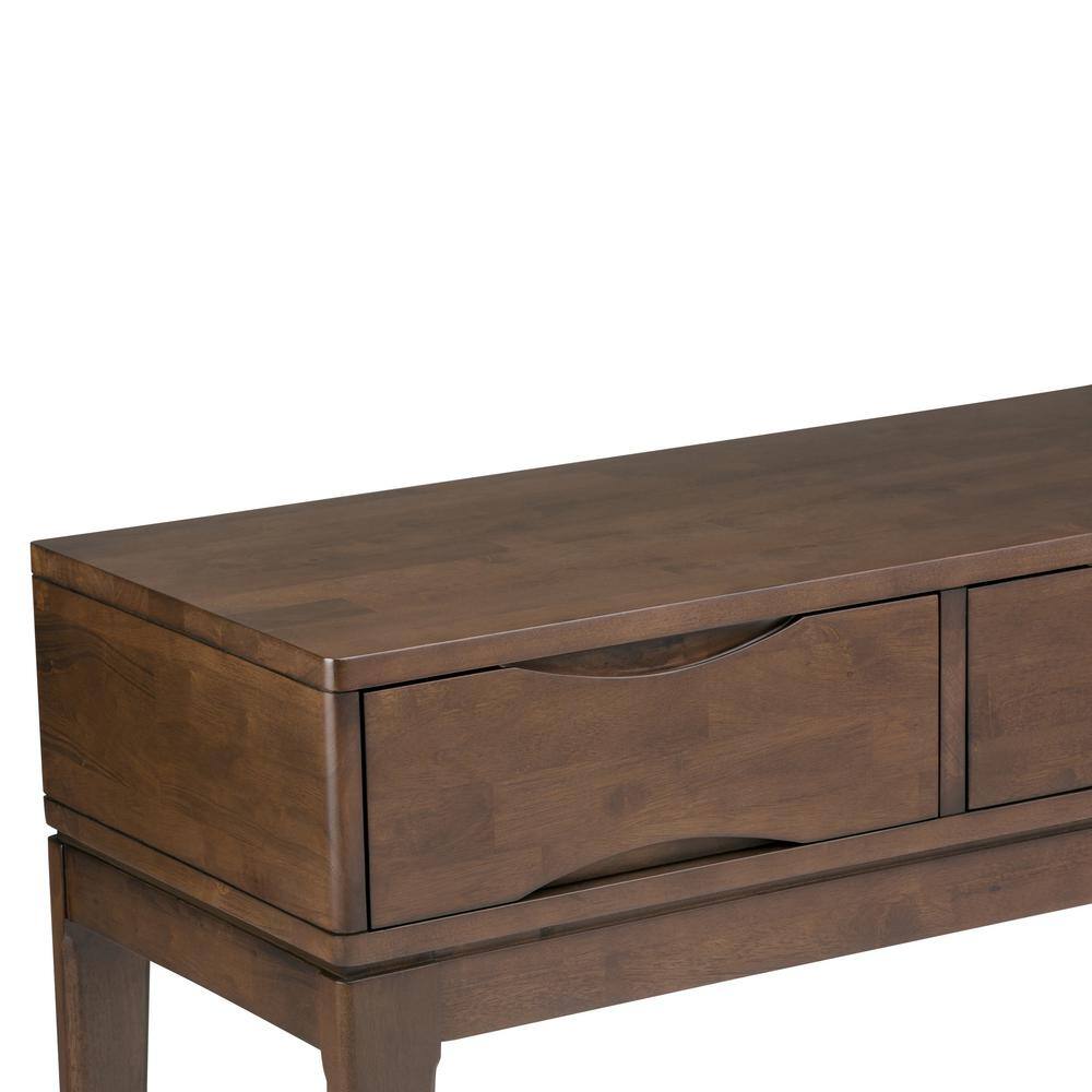 Harper Walnut Brown Solid Wood Console Table with Storage