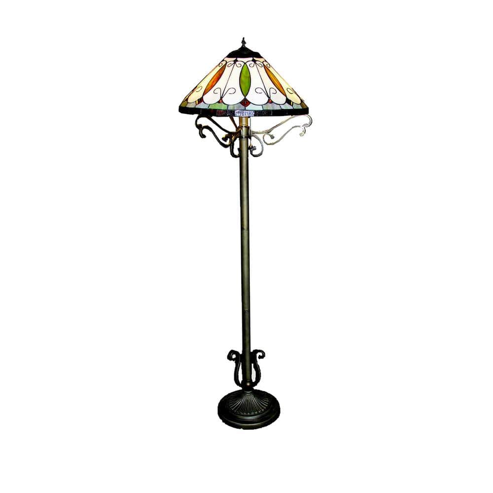 Warehouse of Tiffany Curly 21 in. 2Light Indoor Black Finish Floor