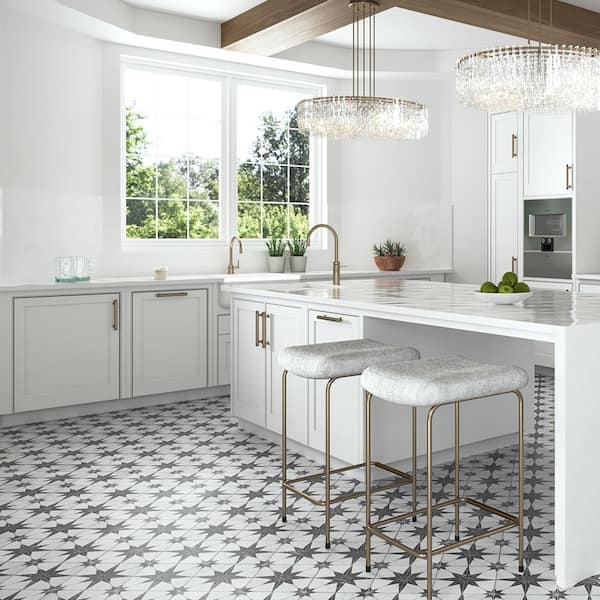 Merzoni Star Marquina 17-7/8 in. x 17-7/8 in. Porcelain Floor and Wall Tile (11.25 sq. ft./Case)