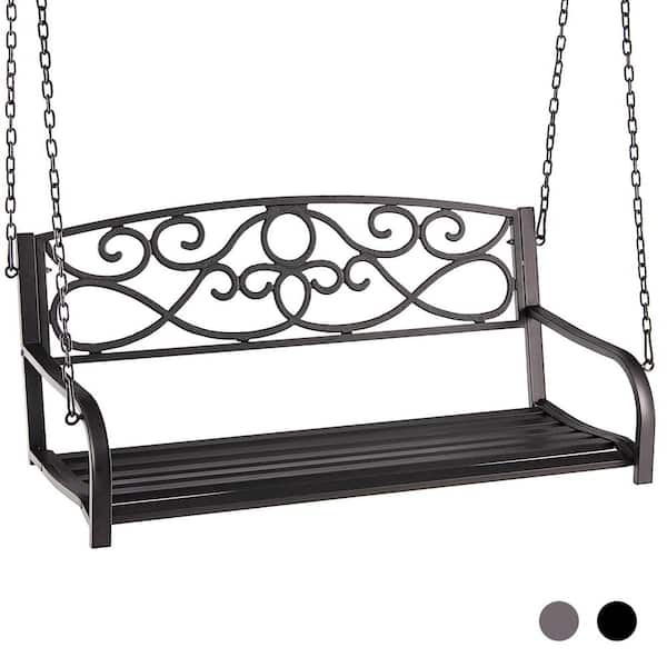 ANGELES HOME 2-Person Metal Porch Swing with 110 in. Chains