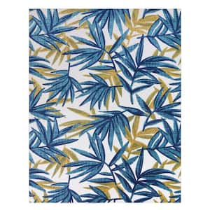 Fosel Bumba Blue 8 ft. x 10 ft. Floral Indoor/Outdoor Area Rug