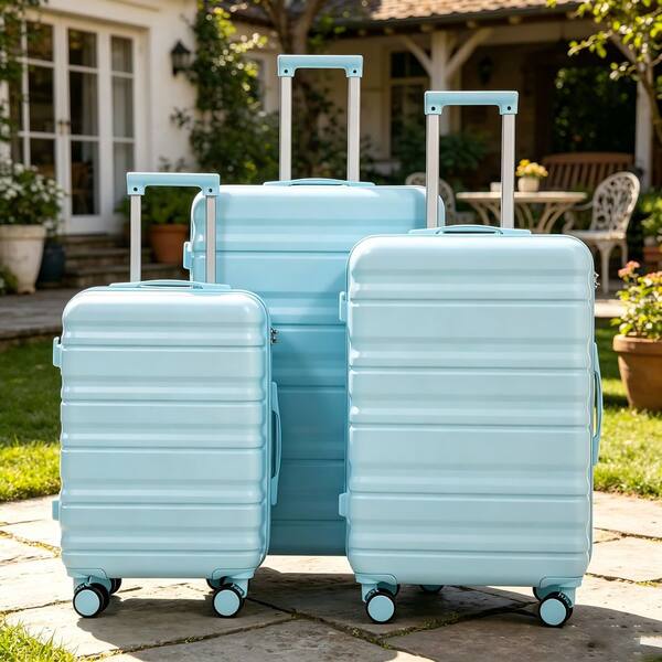 Boyel Living 3-Piece Blue ABS Plastic Hardside Spinner Luggage Set