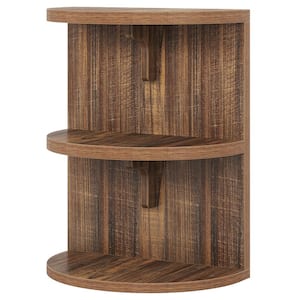 Kerlin 19.69 in. Rustic Brown Half-Circle Wood End Table, 3-Tier Side Table with Storage for Living Room Bedroom