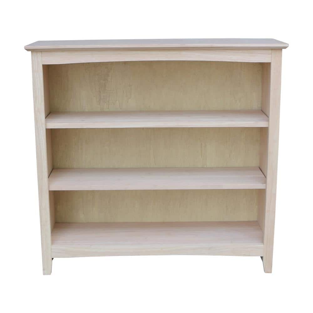 Adjustable Solid Wood Brown Shaker Bookcase, 45" Length
