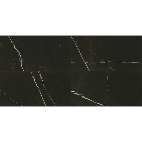 Daltile Marble Attache Nero Polished 24 in. x 47 in. Color Body Porcelain Floor and Wall Tile (15.5 sq. ft./Case)