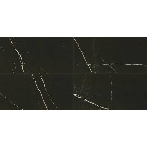Daltile Marble Attache Nero Polished 24 in. x 47 in. Color Body Porcelain Floor and Wall Tile (457.8 sq. ft./pallet)