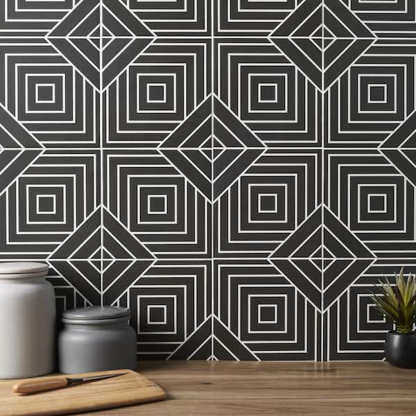 Script Line Negative 7.87 in. x 7.87 in. Matte Porcelain Floor and Wall Tile (11.19 sq.ft. / Case)