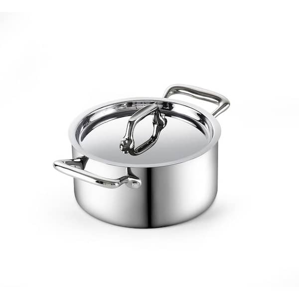 Cooks Standard 0.68 qt. Multi-Ply Clad Stainless Steel Butter Warmer Sauce Pan with Lid, Casserole Small Pot for Cooking Camping