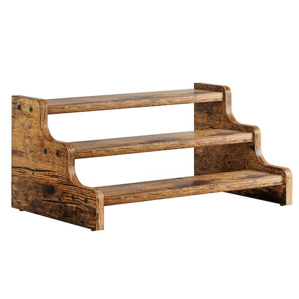 3-Tier Wooden Step Shelf Spice Rack, 13.8 in. Countertop Organizer for Bottles, Jars and Baking Supplies