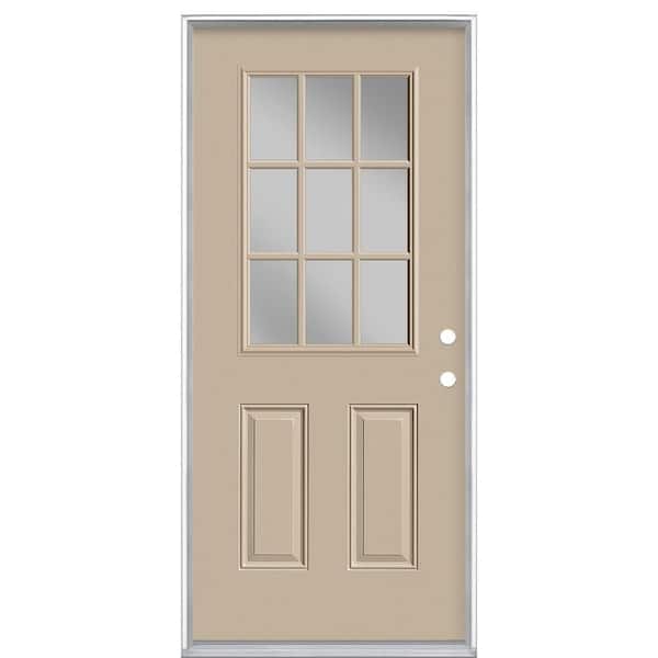 Masonite 36 in. x 80 in. 9 Lite Left Hand Inswing Painted Steel Prehung Front Exterior Door No Brickmold