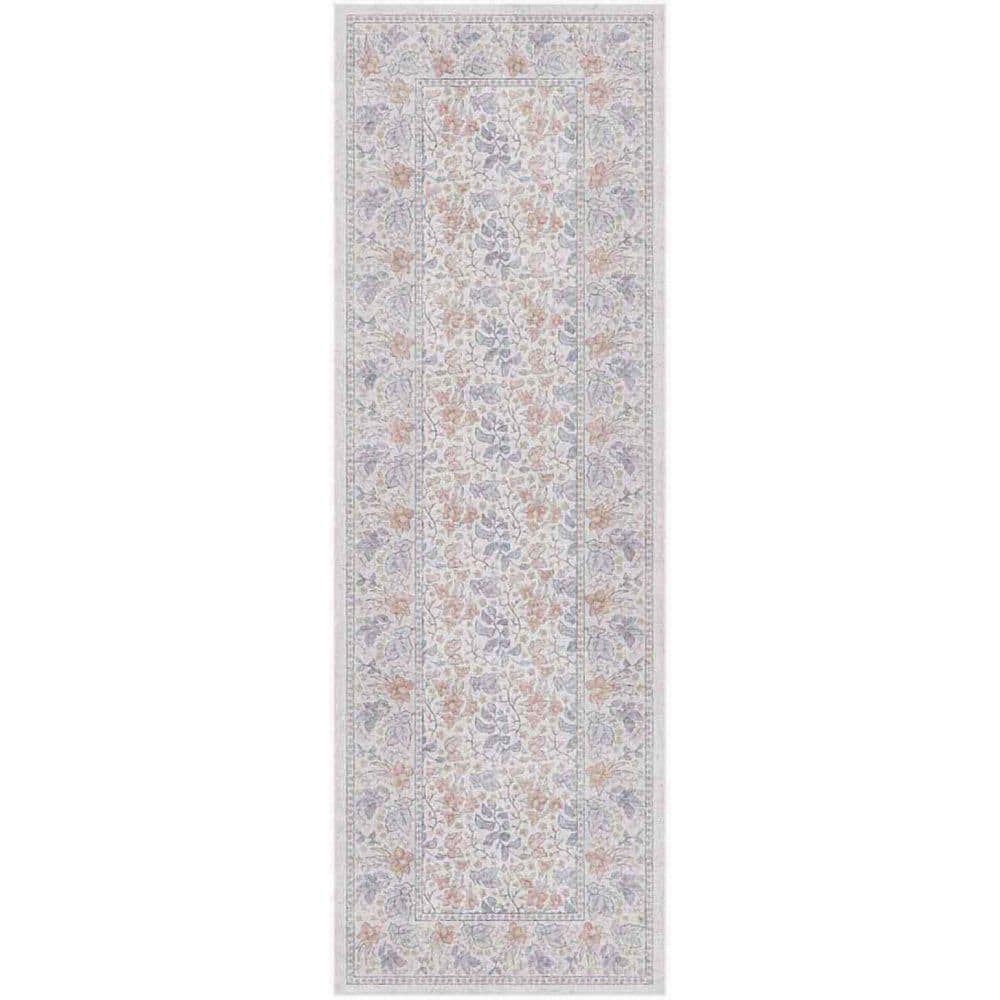Multicolor Ivory Area Rug Nourison Botanical Washables Ivory Multicolor 2 ft. x 6 ft. Floral ...
