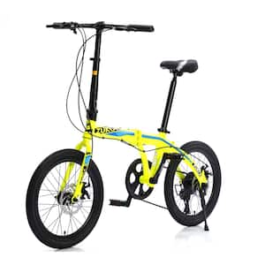20 in. Bright Yellow Aluminum Folding City Bike with 8 Speed