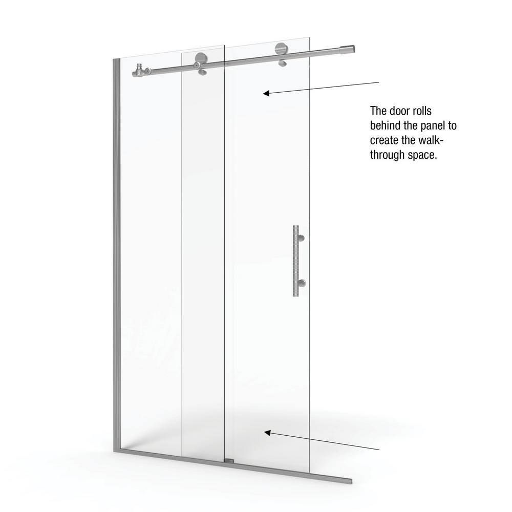 Vinesse 47" x 76" Frameless Shower Door with Brushed Nickel Finish