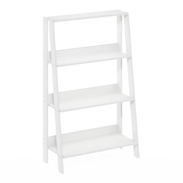 Furinno 38.43 in. tall White Wood 4-Shelf Ladder Bookcase