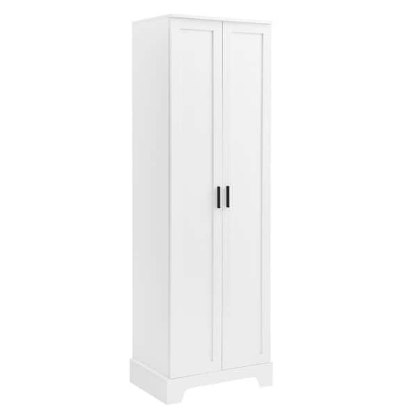 BAYA 23 in. W x 17 in. D x 71 in. H White Bathroom Freestanding Linen Cabinet with Adjustable Shelves