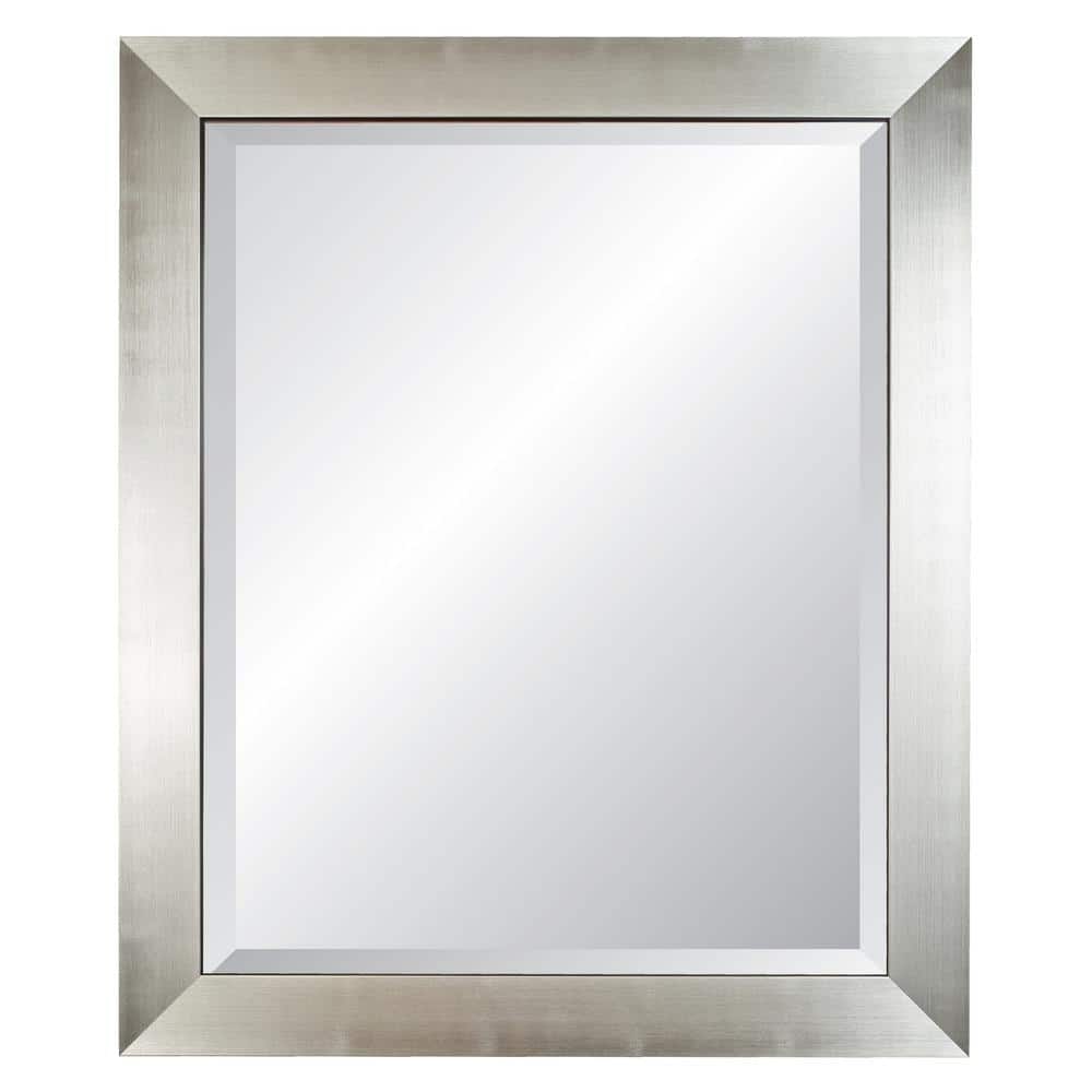 Medium Rectangle Silver Beveled Glass Contemporary Mirror (35 in. H x 29 in