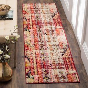 Monaco Magenta/Multi 2 ft. x 8 ft. Distressed Runner Rug