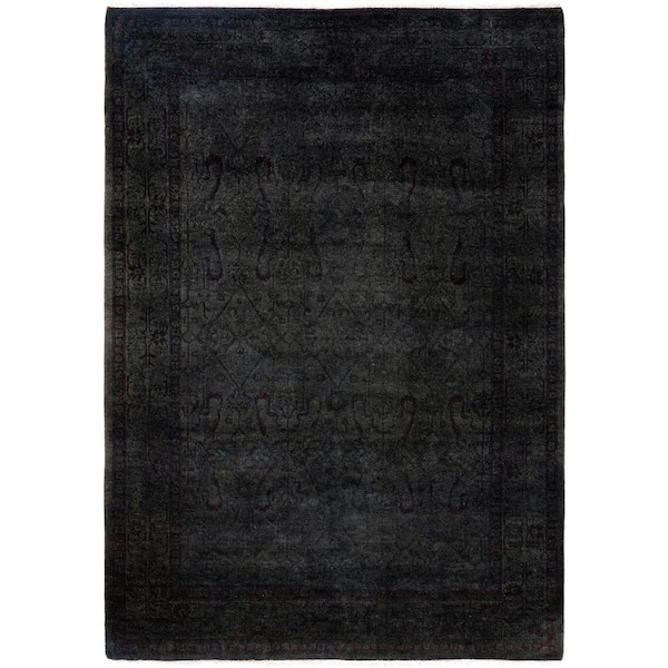Overdyed Gray 4 x 6 Solid Wool Indoor Area Rug