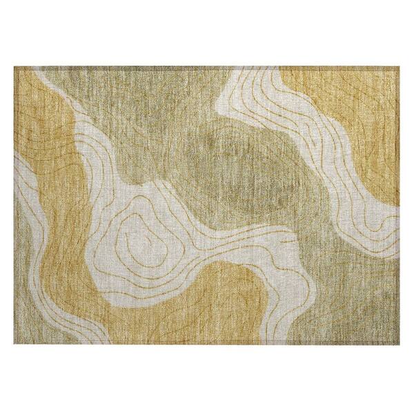 Chantille Machine Washable Indoor/Outdoor Abstract ACN3016 Gold 3 ft. x 4 ft. Area Rug