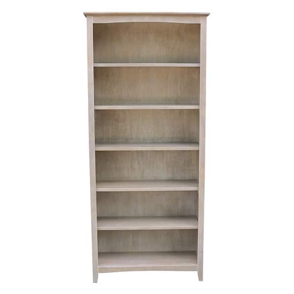 International Concepts 72 in. Weathered Gray Taupe Wood 6-shelf Standard Bookcase with Adjustable Shelves
