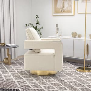 Beige Modern Swivel Open Back Arm Chair with 1-Pillow For Nursery Bedroom Living Room