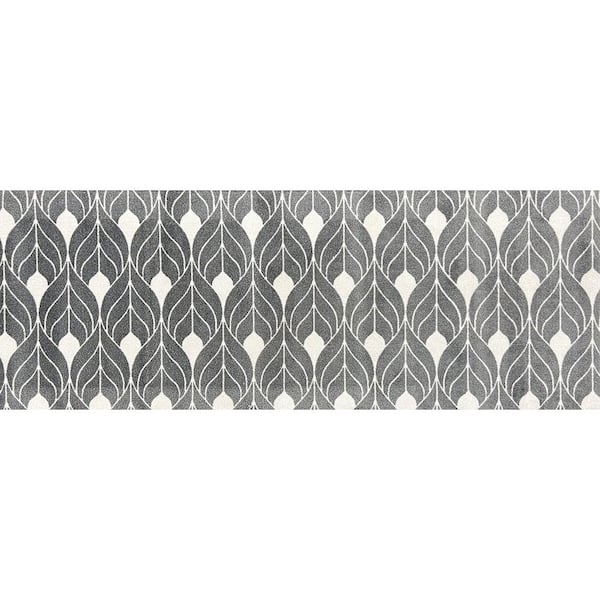 Studio 67 Tulle Gray Gray White 2 ft. 3 in. x 1 ft. 5 in. Small Mat Washable Floor Mat Area Rug