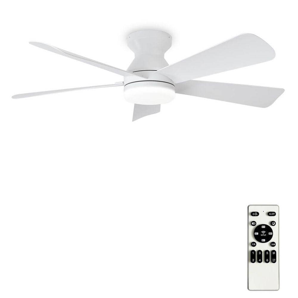 Dovanpaul 42 in. White Housing 5-White Blades Flush Mount Standard