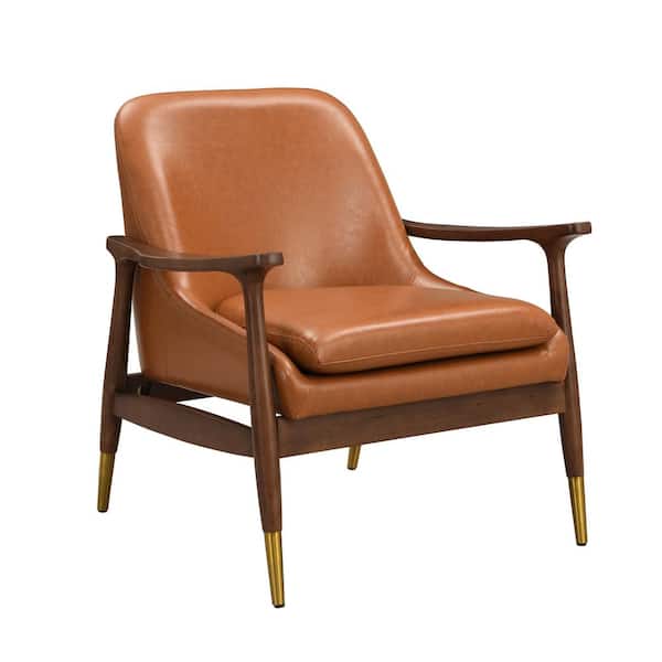 Eureka Mid Century Orange Faux Leather Armchair, Modern