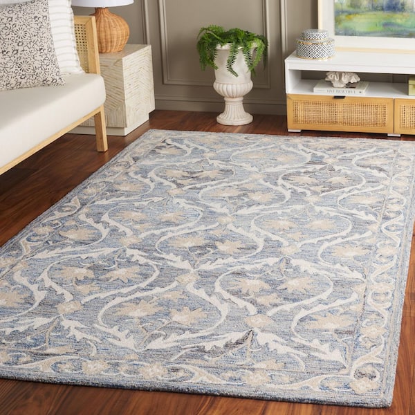 Blossom 9 ft. x 12 ft. Blue/Ivory Geometric Abstract Area Rug