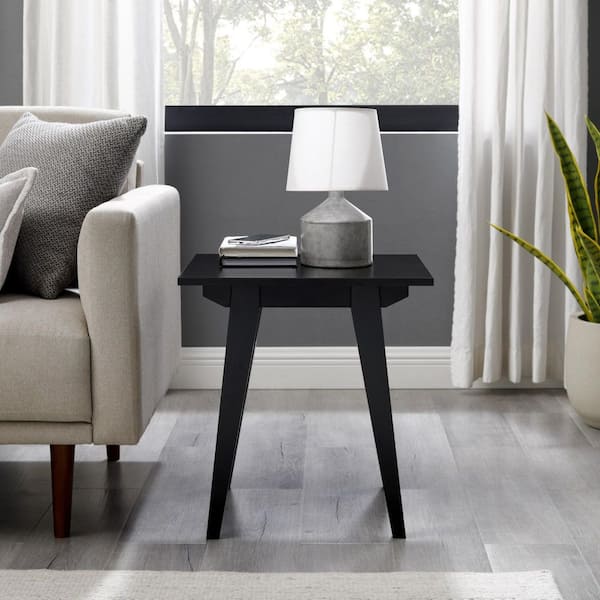 18.5 in. Black Rectangular Wooden Scandinavian End Table