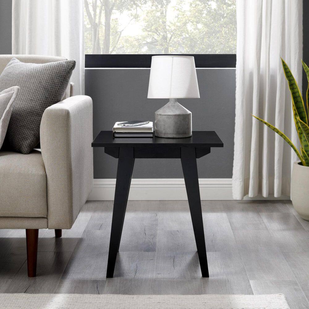 18.5 in. Black Rectangular Wooden Scandinavian End Table