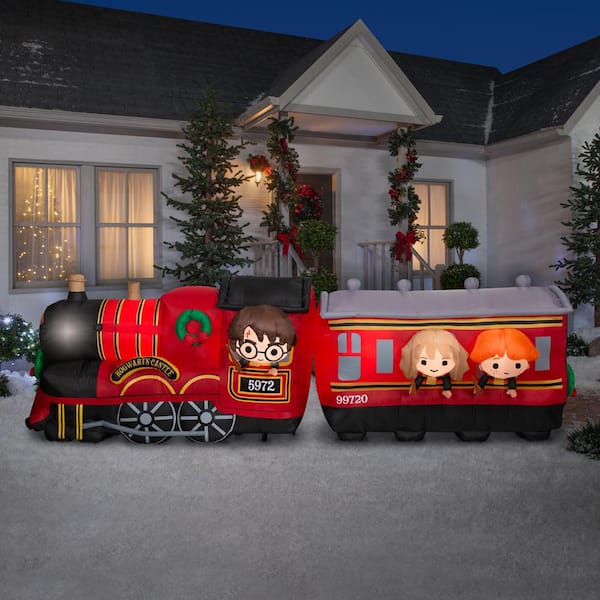 Gemmy Christmas Airblown Inflatable Hogwarts Express w/LEDs Scene WB, 4 ft Tall, Multi