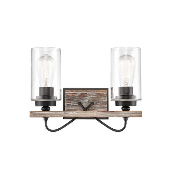 Innovations Paladin 14.13 in. 2-Light Matte Black Vanity Light with Clear Glass Shade