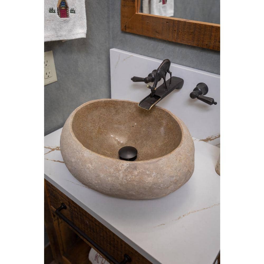 Natural River Rock Stone Bathroom Sink with Polished Interior