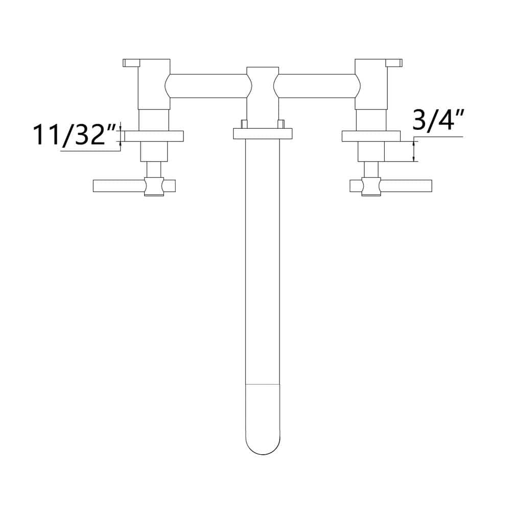Chrome Double Handle Wall Mount Tub Filler Faucet