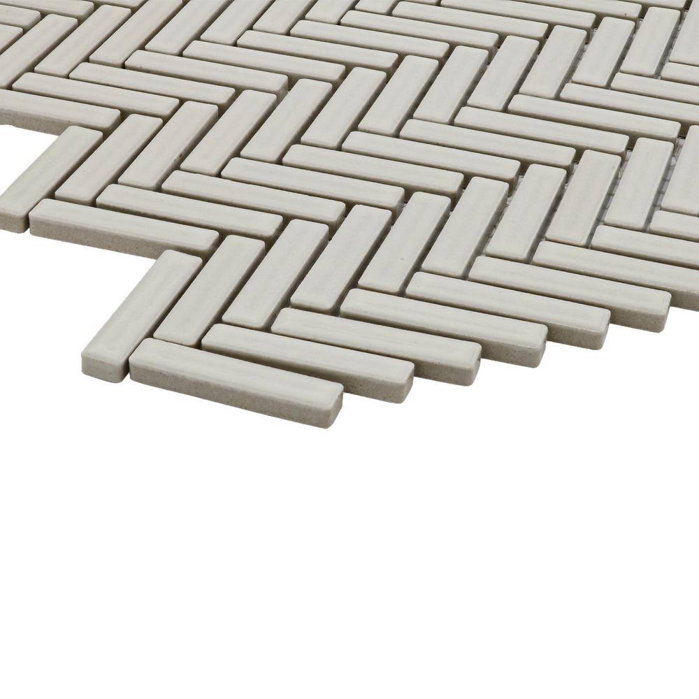 Off-White Herringbone Porcelain Mosaic Tile 1x2 for Wall