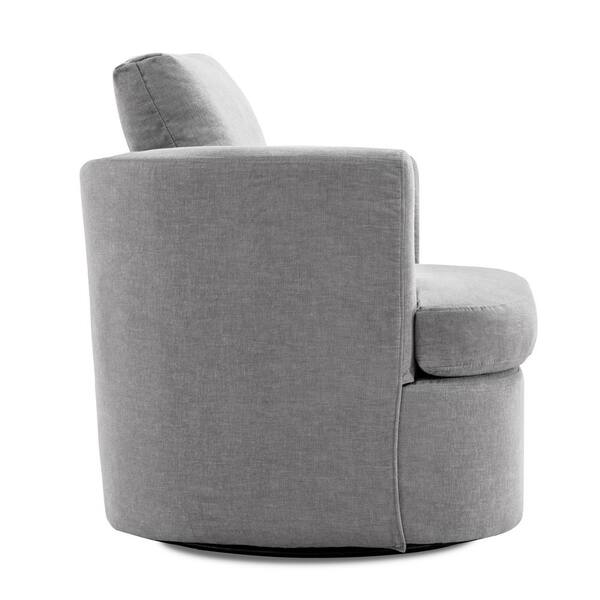32 in. W Grey Chenille Swivel Accent Barrel Chair Upholstered Armchair Comfy Sofa Chair 360°Club Chair(set of 2)