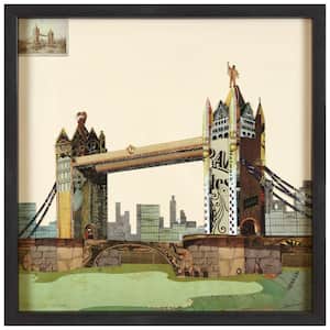 London Bridge in. by Alex Zengs dimensional Framed art collage, under glass and a black shadow box frame 25 in. x 25 in.